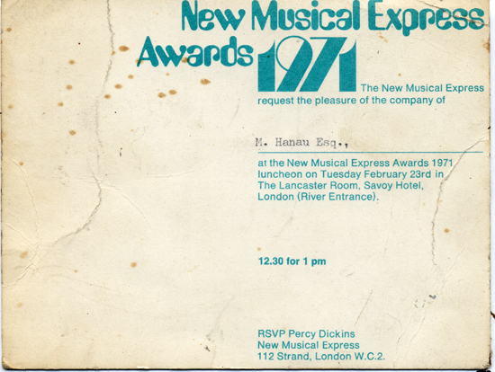 1971 New Musical Express Awards ceremony
